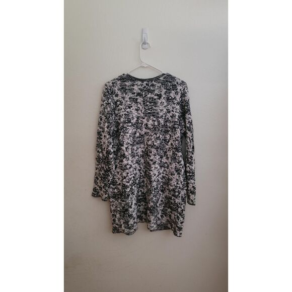 Dana Buchman GUC Black & White Marl Knit Long Open Cardigan sz L w/Pockets - Picture 8 of 8